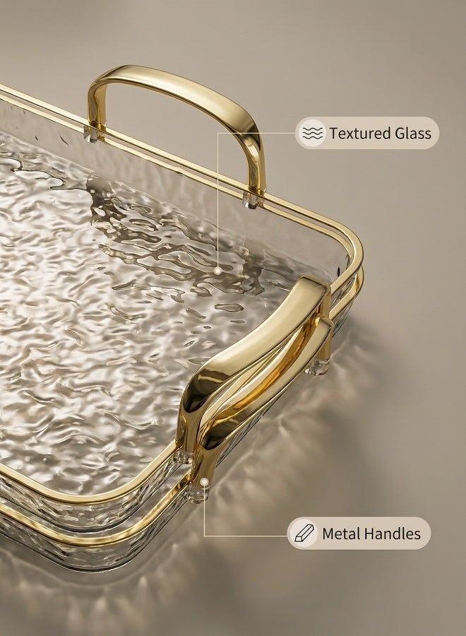 3 PCS Restaurant tray Square Ripple Design Multi-Functional Tray Set - ElegantWave Light Luxury Style, Easy-Clean & Versatile Home Decor, Healthy Material, Assorted Sizes (Large:17.3in*11.3in*1.2in/Medium:15.7in*9.8in*1in/Small:13.8in*7.9in*0.9in) - Image 3